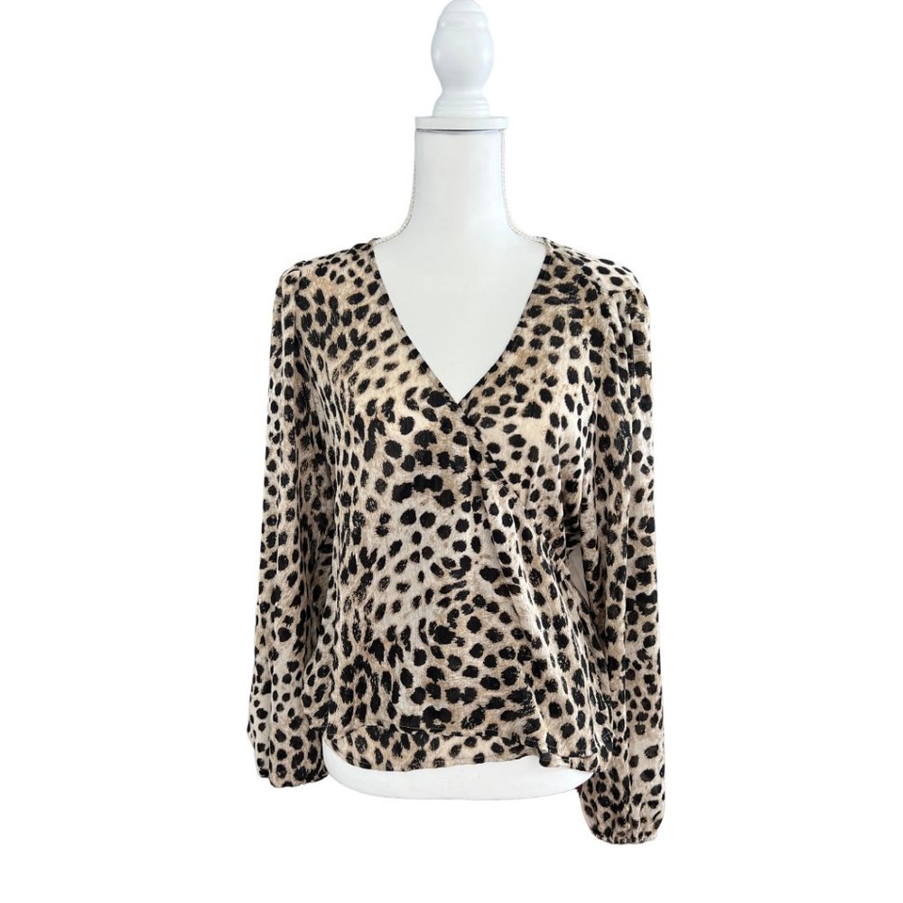 H&M Leopard Wrap Front Blouse Size M